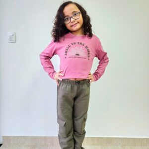 Blusa manga longa rosé.